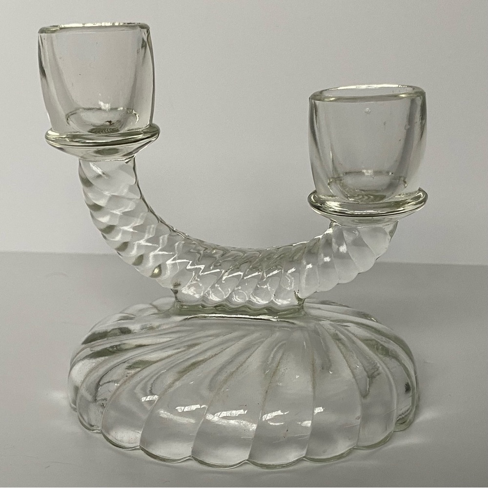 Imperial Glass Double Candle Holder Newbound 1930’s Vintage Collectible Clear